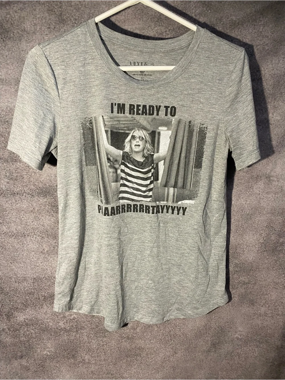 Love & Cherish Womens Small Grey T-Shirt Im Ready To Paarrrrrrtayyyy
